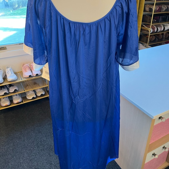 Vibrant Blue Carriage Court Nightgown with Floral Embroidery - Picture 4 of 8